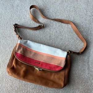 Fossil leather colorblock crossbody purse